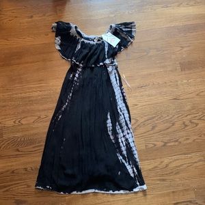 EXIST, black/gray tie-dye, off shoulder dress, size L, new with tags